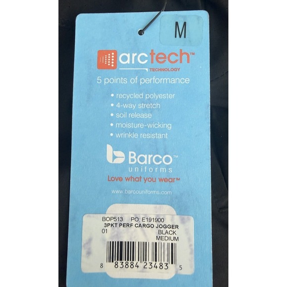 Barco One Women's Boost Classic Fit Scrub Jogger Black, 3-Pocket Size M New - Picture 9 of 9